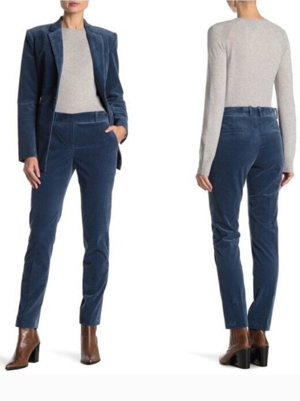 Theory‎ Modern Corduroy Slim Trouser Pants Blue Metal Business Casual Women’s 6
